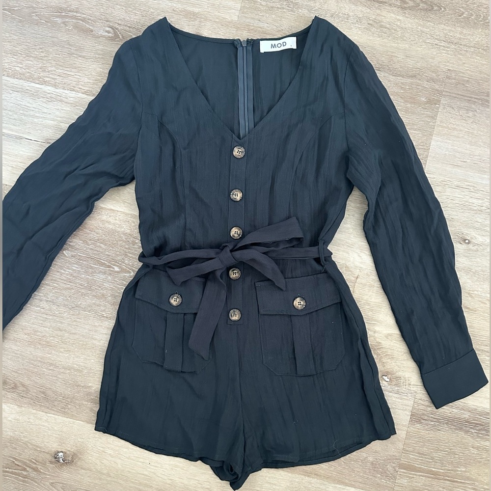 Dark Green Button-Up Jumpsuit